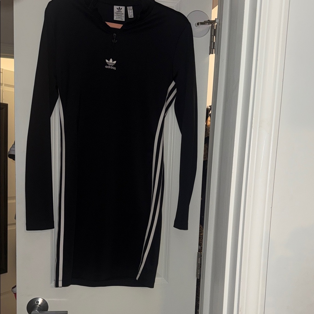 Adidas Black Long Sleeve Dress with White Accents